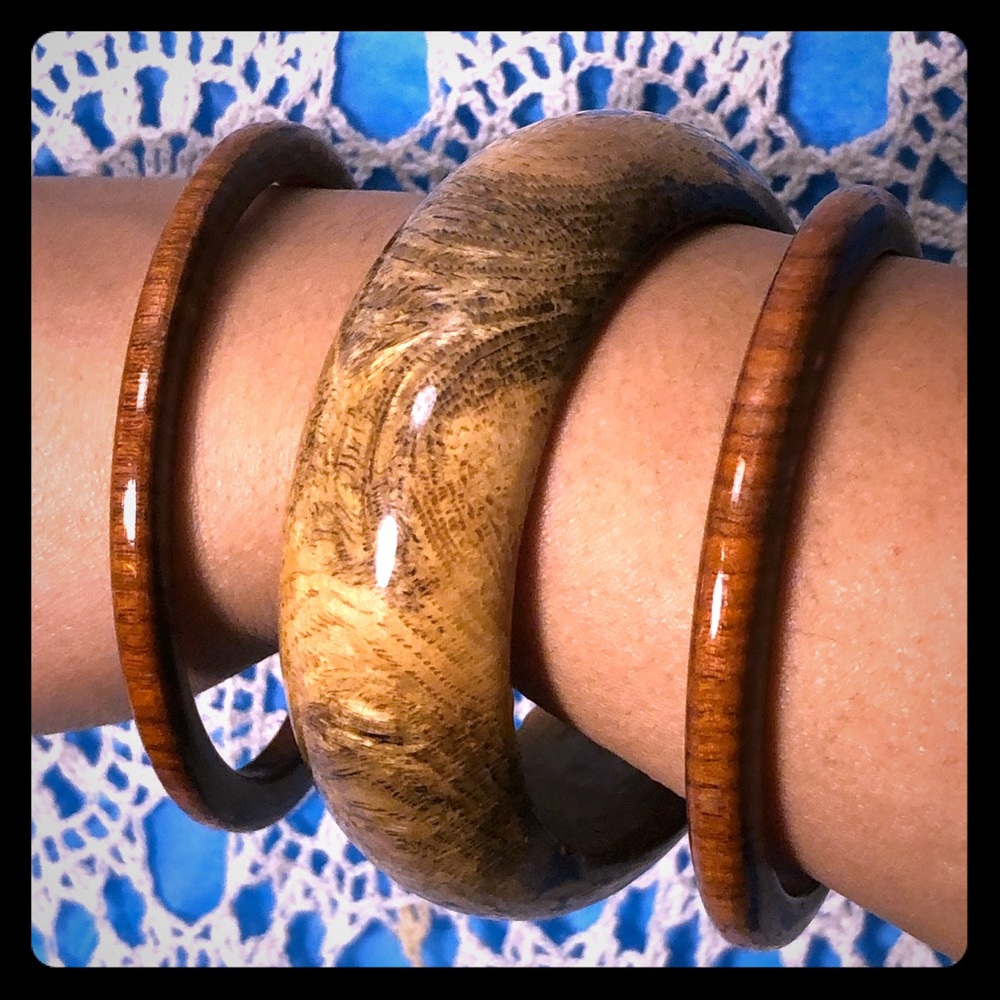 🌼 Trio: Natural Costa Rican Wood Bracelets